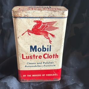 Vintage Mobil Lustre Cloth S/V Design A-381 Socony-Vacuum Oil Company Inc. tin